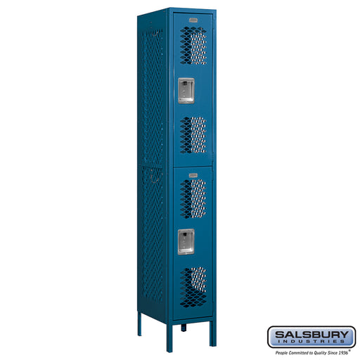 Salsbury 12" Wide Double Tier Vented Metal Locker - 1 Wide - 6 Feet High - 18 Inches Deep - Blue - Assembled - Sweatfully