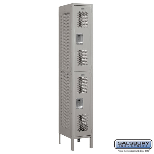 Salsbury 12" Wide Double Tier Vented Metal Locker - 1 Wide - 6 Feet High - 18 Inches Deep - Gray - Unassembled - Sweatfully