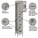 Salsbury 12" Wide Triple Tier Vented Metal Locker - 1 Wide - 6 Feet High - 12 Inches Deep - Gray - Assembled - Sweatfully