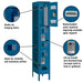 Salsbury 12" Wide Triple Tier Vented Metal Locker - 1 Wide - 6 Feet High - 15 Inches Deep - Blue - Assembled - Sweatfully