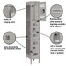Salsbury 12" Wide Triple Tier Vented Metal Locker - 1 Wide - 6 Feet High - 15 Inches Deep - Gray - Assembled - Sweatfully