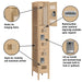 Salsbury 12" Wide Triple Tier Vented Metal Locker - 1 Wide - 6 Feet High - 15 Inches Deep - Tan - Assembled - Sweatfully