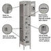 Salsbury 12" Wide Triple Tier Vented Metal Locker - 1 Wide - 6 Feet High - 18 Inches Deep - Gray - Unassembled - Sweatfully