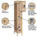 Salsbury 12" Wide Triple Tier Vented Metal Locker - 1 Wide - 6 Feet High - 18 Inches Deep - Tan - Unassembled - Sweatfully