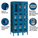 Salsbury 12" Wide Triple Tier Vented Metal Locker - 3 Wide - 6 Feet High - 15 Inches Deep - Blue - Unassembled - Sweatfully