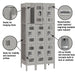 Salsbury 12" Wide Triple Tier Vented Metal Locker - 3 Wide - 6 Feet High - 15 Inches Deep - Gray - Assembled - Sweatfully