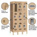 Salsbury 12" Wide Triple Tier Vented Metal Locker - 3 Wide - 6 Feet High - 18 Inches Deep - Tan - Assembled - Sweatfully