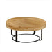 31.5" Modern round coffee table Wooden carving pattern coffee table with metal legs for living room reception room office Golden - Sweatfully