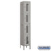 Salsbury 12" Wide Four Tier Vented Metal Locker - 1 Wide - 6 Feet High - 12 Inches Deep - Gray - Assembled - Sweatfully