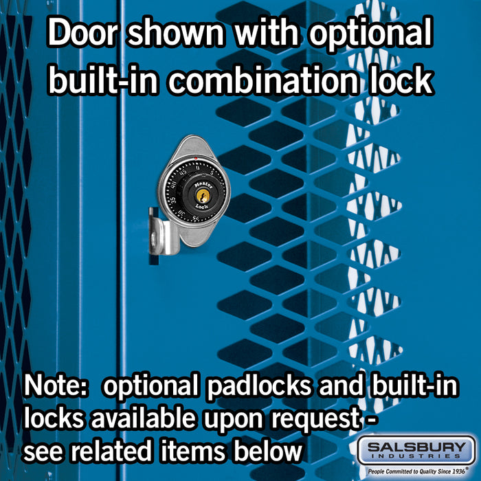 Salsbury 12" Wide Four Tier Vented Metal Locker - 1 Wide - 6 Feet High - 15 Inches Deep - Blue - Assembled - Sweatfully