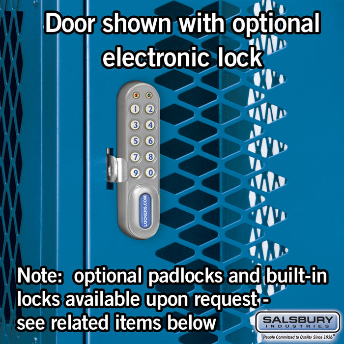 Salsbury 12" Wide Four Tier Vented Metal Locker - 1 Wide - 6 Feet High - 15 Inches Deep - Blue - Assembled - Sweatfully