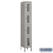 Salsbury 12" Wide Four Tier Vented Metal Locker - 1 Wide - 6 Feet High - 15 Inches Deep - Gray - Unassembled - Sweatfully