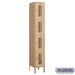 Salsbury 12" Wide Four Tier Vented Metal Locker - 1 Wide - 6 Feet High - 15 Inches Deep - Tan - Assembled - Sweatfully
