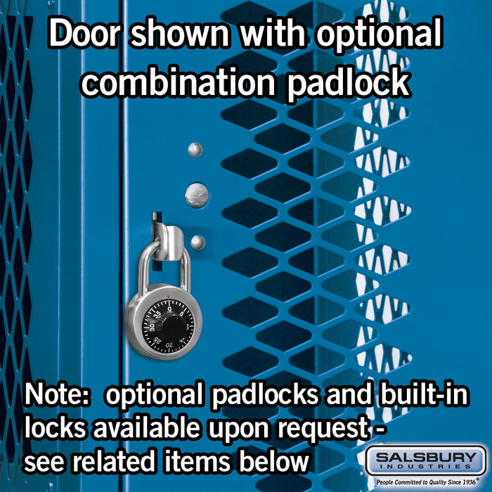 Salsbury 12" Wide Four Tier Vented Metal Locker - 3 Wide - 6 Feet High - 12 Inches Deep - Blue - Unassembled - Sweatfully