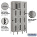 Salsbury 12" Wide Four Tier Vented Metal Locker - 3 Wide - 6 Feet High - 12 Inches Deep - Gray - Unassembled - Sweatfully
