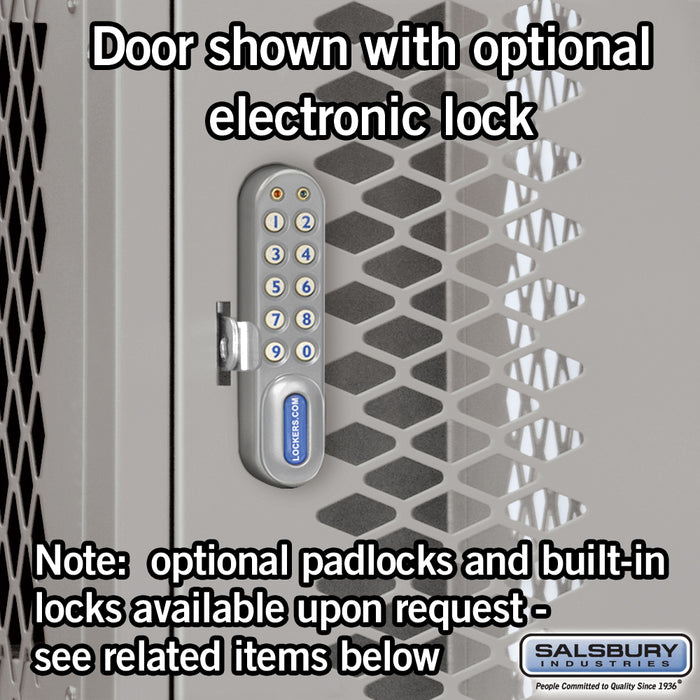 Salsbury 12" Wide Four Tier Vented Metal Locker - 3 Wide - 6 Feet High - 12 Inches Deep - Gray - Unassembled - Sweatfully