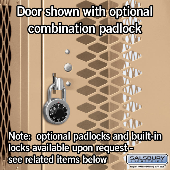 Salsbury 12" Wide Four Tier Vented Metal Locker - 3 Wide - 6 Feet High - 12 Inches Deep - Tan - Assembled - Sweatfully