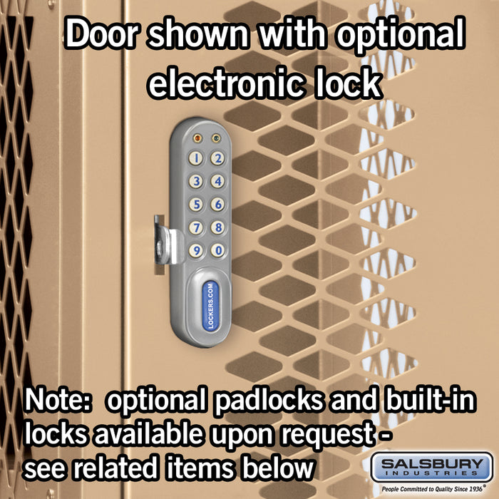 Salsbury 12" Wide Four Tier Vented Metal Locker - 3 Wide - 6 Feet High - 12 Inches Deep - Tan - Assembled - Sweatfully