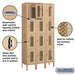 Salsbury 12" Wide Four Tier Vented Metal Locker - 3 Wide - 6 Feet High - 12 Inches Deep - Tan - Unassembled - Sweatfully