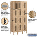Salsbury 12" Wide Four Tier Vented Metal Locker - 3 Wide - 6 Feet High - 15 Inches Deep - Tan - Unassembled - Sweatfully