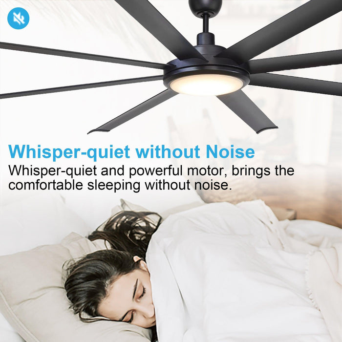 75" Industrial DC Motor Downrod Mount Reversible Ceiling Fan with Lighting and Remote Control - Sweatfully