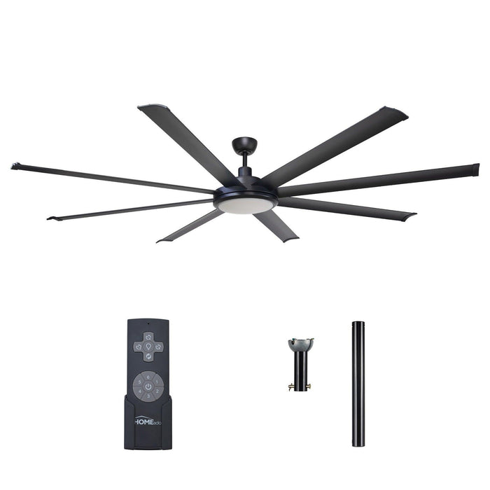 75" Industrial DC Motor Downrod Mount Reversible Ceiling Fan with Lighting and Remote Control - Sweatfully