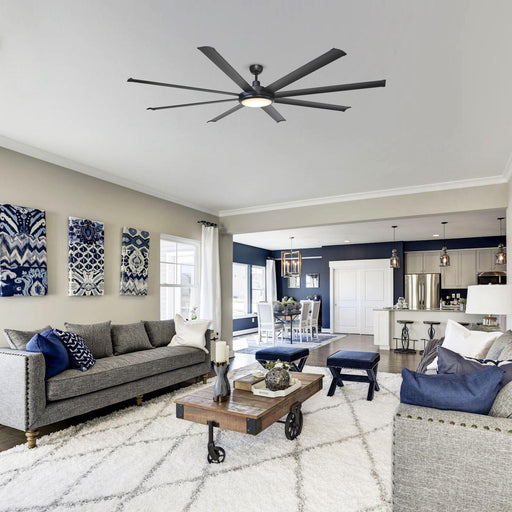 75" Industrial DC Motor Downrod Mount Reversible Ceiling Fan with Lighting and Remote Control - Sweatfully