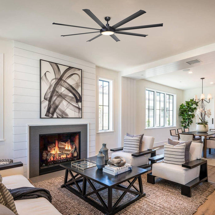 75" Industrial DC Motor Downrod Mount Reversible Ceiling Fan with Lighting and Remote Control - Sweatfully