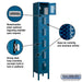 Salsbury 12" Wide Six Tier Box Style Vented Metal Locker - 1 Wide - 6 Feet High - 12 Inches Deep - Blue - Assembled - Sweatfully