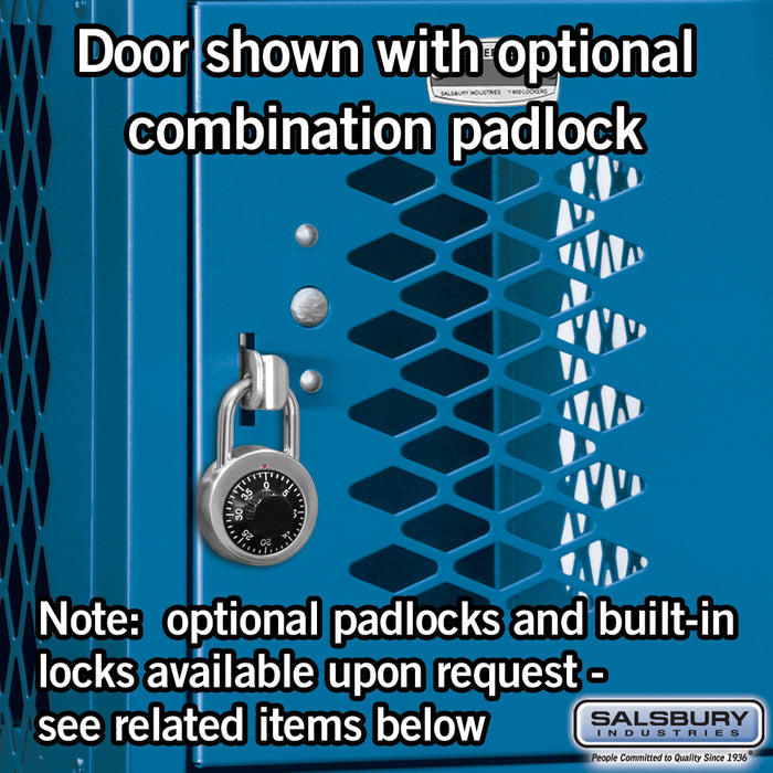 Salsbury 12" Wide Six Tier Box Style Vented Metal Locker - 1 Wide - 6 Feet High - 12 Inches Deep - Blue - Assembled - Sweatfully