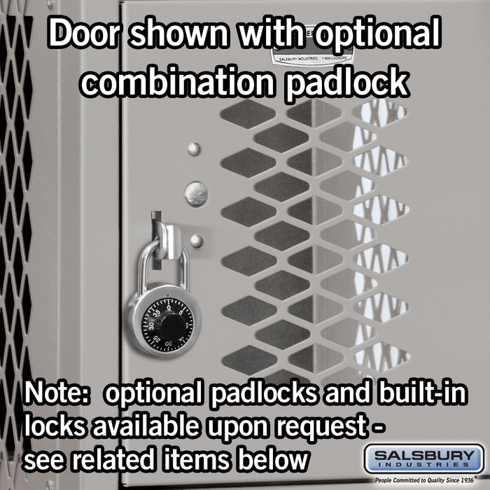 Salsbury 12" Wide Six Tier Box Style Vented Metal Locker - 1 Wide - 6 Feet High - 12 Inches Deep - Gray - Assembled - Sweatfully