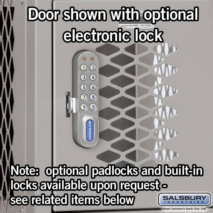Salsbury 12" Wide Six Tier Box Style Vented Metal Locker - 1 Wide - 6 Feet High - 12 Inches Deep - Gray - Assembled - Sweatfully