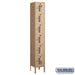 Salsbury 12" Wide Six Tier Box Style Vented Metal Locker - 1 Wide - 6 Feet High - 12 Inches Deep - Tan - Assembled - Sweatfully