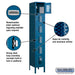 Salsbury 12" Wide Six Tier Box Style Vented Metal Locker - 1 Wide - 6 Feet High - 15 Inches Deep - Blue - Unassembled - Sweatfully