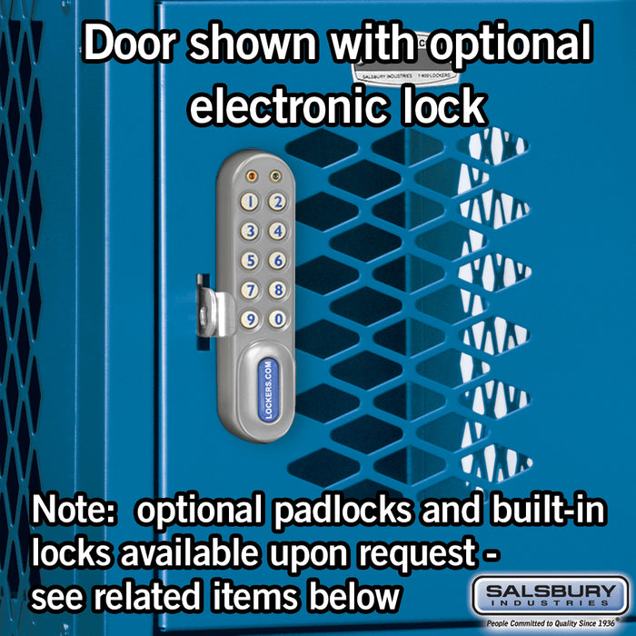Salsbury 12" Wide Six Tier Box Style Vented Metal Locker - 1 Wide - 6 Feet High - 18 Inches Deep - Blue - Assembled - Sweatfully