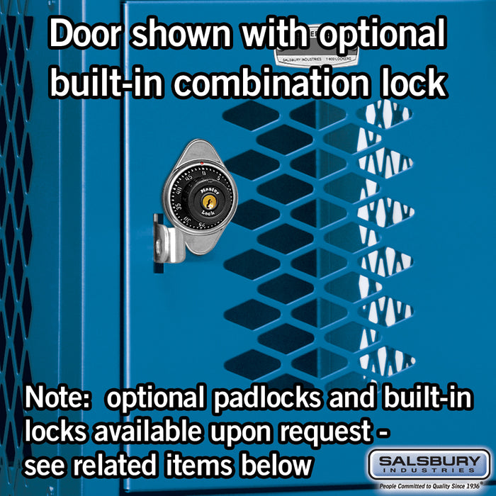 Salsbury 12" Wide Six Tier Box Style Vented Metal Locker - 1 Wide - 6 Feet High - 18 Inches Deep - Blue - Unassembled - Sweatfully