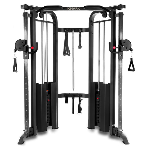 XMARK Functional Trainer Cable Machine with Dual 200 lb Weight Stacks XM-7626.1-BLACK - Sweatfully