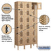 Salsbury 12" Wide Six Tier Box Style Vented Metal Locker - 3 Wide - 6 Feet High - 12 Inches Deep - Tan - Unassembled - Sweatfully