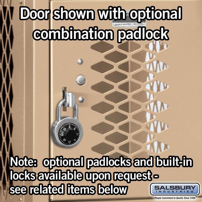 Salsbury 12" Wide Six Tier Box Style Vented Metal Locker - 3 Wide - 6 Feet High - 15 Inches Deep - Tan - Assembled - Sweatfully