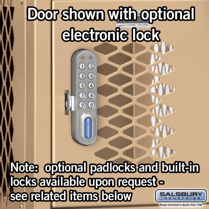 Salsbury 12" Wide Six Tier Box Style Vented Metal Locker - 3 Wide - 6 Feet High - 15 Inches Deep - Tan - Assembled - Sweatfully