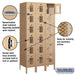 Salsbury 12" Wide Six Tier Box Style Vented Metal Locker - 3 Wide - 6 Feet High - 18 Inches Deep - Tan - Unassembled - Sweatfully
