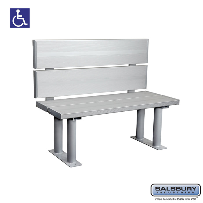 Salsbury Aluminum ADA Locker Bench with back support - 42 Inches Wide - Sweatfully