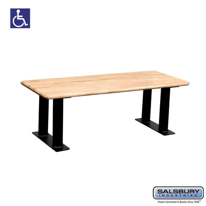 Wood ADA Locker Bench - 48 Inches Wide - Light Finish - Sweatfully