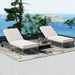 Outdoor Lounge Chair, Patio Chaise Lounge with 5-Position Backrest, Rattan Outdoor Lounge Chair with Cushion and Wheels for Poolside, Backyard, Garden - Sweatfully