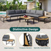 Patio Furniture Set with Loveseats, 4 Pieces Outdoor Sofa Set with Waterproof Cushions, Durable Iron-Wood Design for Garden, Backyard, Poolside - Sweatfully