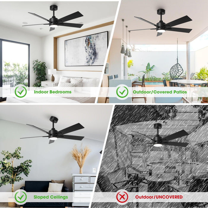 48" DC Motor 5 Blades Modern Downrod Mount Ceiling Fan - Sweatfully