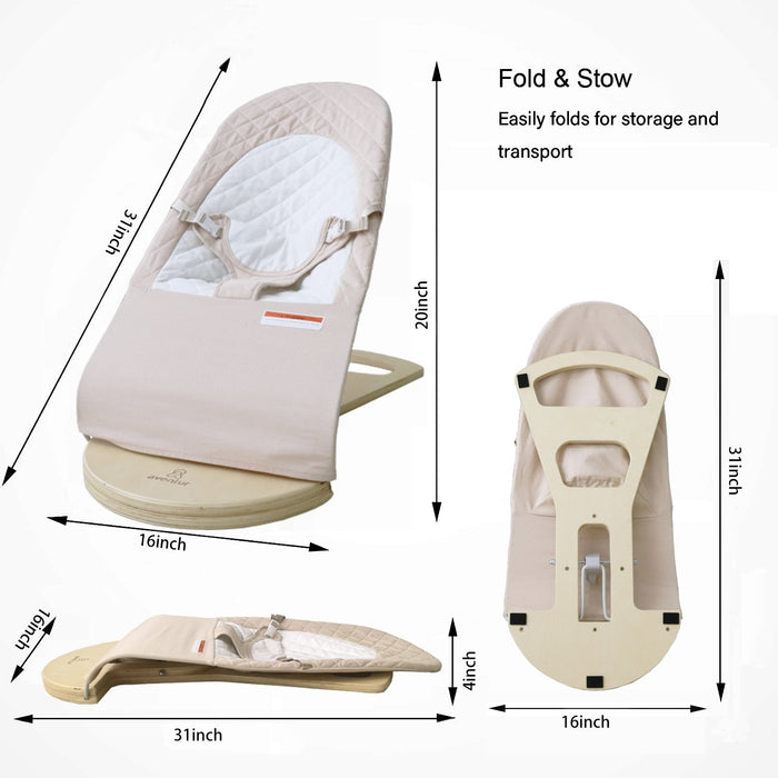 Avenlur Fir Wooden Baby Bouncer – Foldable Infant Rocker with Play Arch - Sweatfully