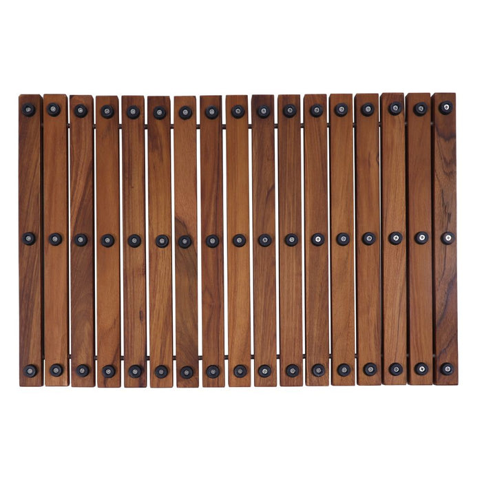 Sunriver Teak Shower and Bath String Mat with Rubber Feet 23.62" x 15.75" - Sweatfully