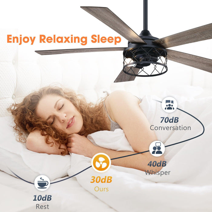 52" Mirelle Farmhouse Downrod Mount Reversible Ceiling Fan with Lighting and Remote Control - Sweatfully