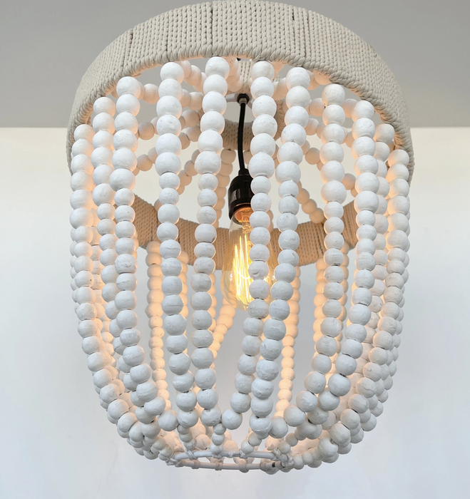 Very Large Farmhouse Beaded Chandelier Pendant Light - Sweatfully